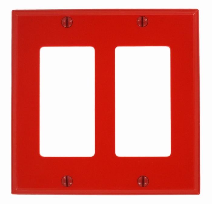 Leviton 80409-NR Red 2-Gang Decora/GFCI Wallplate - Standard Size, Durable & Stylish