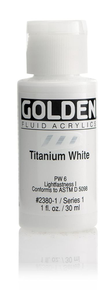 Buy GOLDEN Fluid Acrylics Titanium White 1 oz - Professional Semi-Opaque Paint for Artists