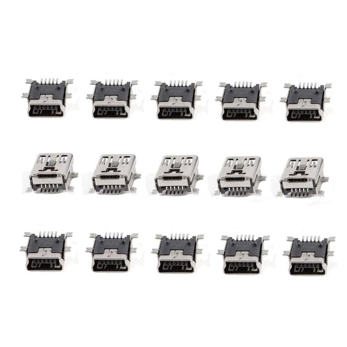 GDQLCNXB 15 Pcs Mini USB Type B Female Port 5-Pin 180 Degree SMD SMT PCB Jack Socket