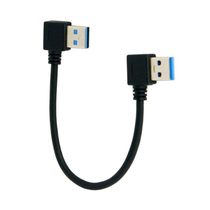 cablecc USB 3.0 Type A Male 90 Degree Left Angled to USB 3.0 A Type Right Angled Extension Cable