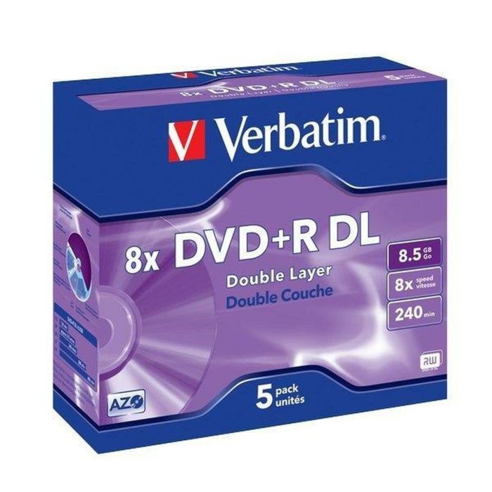 Buy Verbatim DVD+R 8.5GB 8X D/L - 5 Pack for High-Quality Data Storage