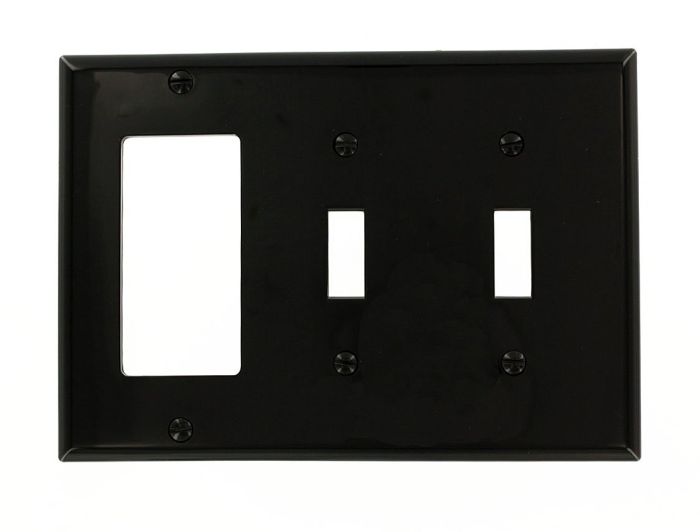 Leviton 80745-E Black 3-Gang Wallplate: 2-Toggle & 1-Decora/GFCI Combo for Standard Size