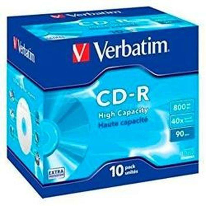 Verbatim 43428 800MB DataLife CD-R 10 Pack - High-Quality Jewel Case Discs for Data Storage