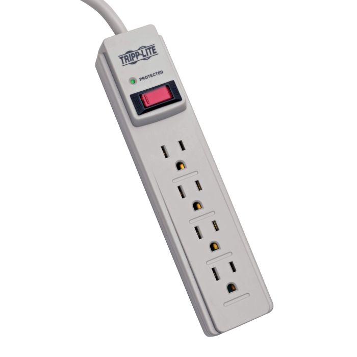 Tripp Lite 4 Outlet Surge Protector Power Strip with 4ft Cord & $1,000 Insurance (TLP404) - Reliable Surge Protection