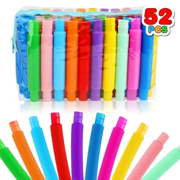 52 Pack Pop Tubes Sensory Toys for Kids Fidget Toys Party Favors Goodie Bag Stuffers Classroom Prizes Gifts for Ages 3 to 12