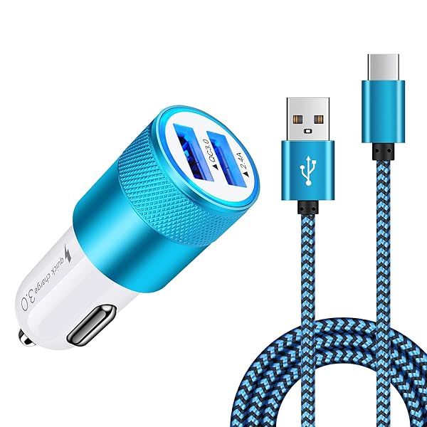 Quick Charge 30W Car Charger with 6ft Type C Cable Compatible with Samsung Galaxy A Series Models