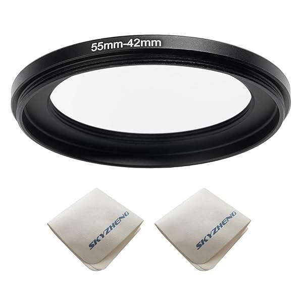 55mm to 42mm Lens Adapter Ring - Step Down for UV ND CPL Filters + 2 Premium Lens Wipes