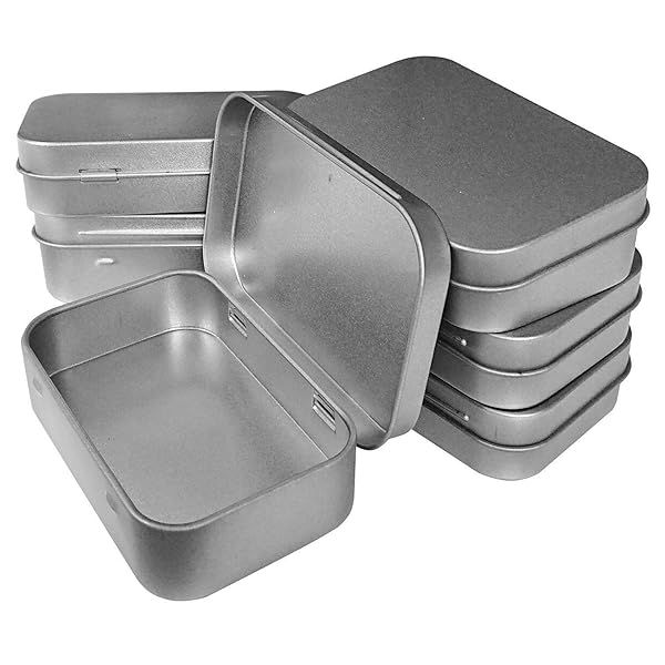 6 Pcs Metal Hinged Tin Box Set - Mini Portable Storage Containers with Lid for Home Organization (3.7x2.3x0.8 Inch, Silver)
