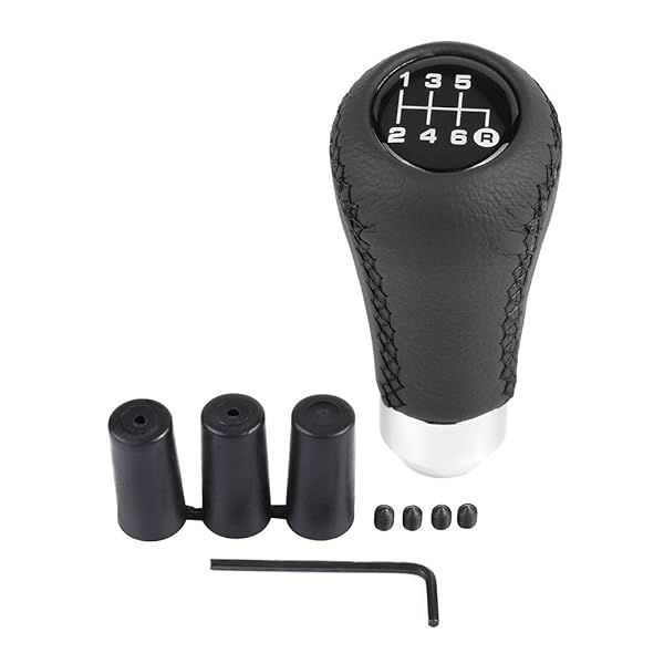 Universal 6 Speed Gear Shift Knob for Cars Manual Transmission with 3 Hoses Black PU Adapter Head
