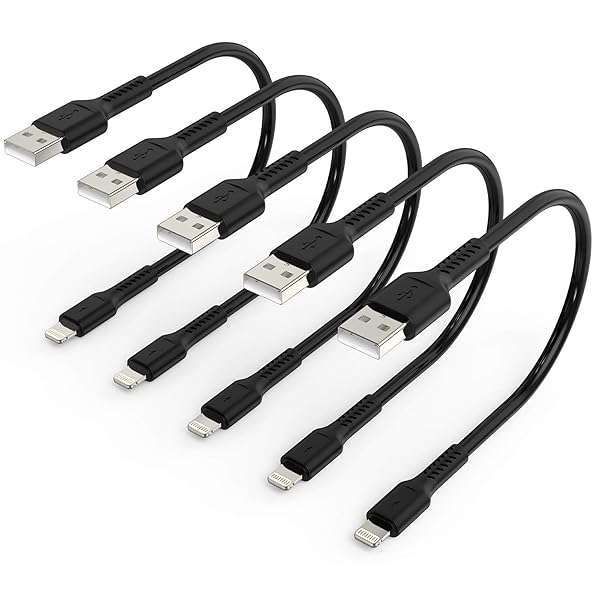 6-Inch iPhone Charge Cable 5-Pack - Fast USB to Lightning Cord for iPhone 12, 11 Pro Max, iPad Air/Mini & More