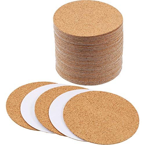 60 Pieces Self Adhesive Cork Coasters Round 4x4 for DIY Crafts and Backing Tiles Supplies