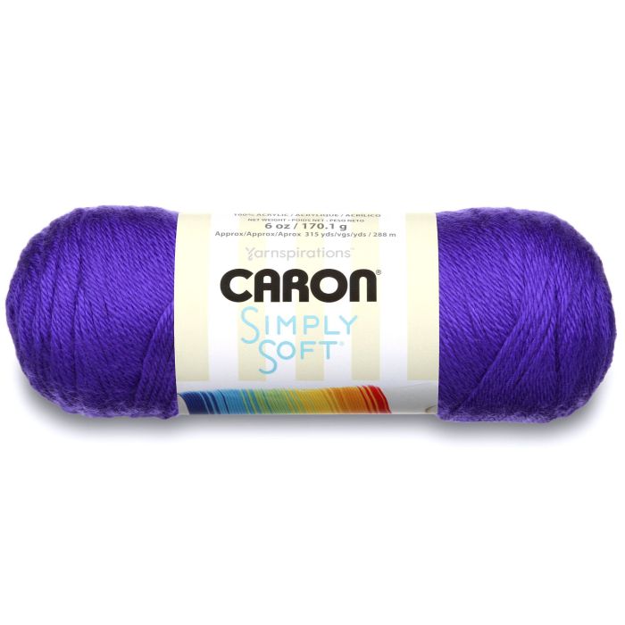 Caron Simply Soft Solids Yarn - 100% Acrylic, Medium Gauge, 6 oz Iris - Machine Wash & Dry for Easy Crafting