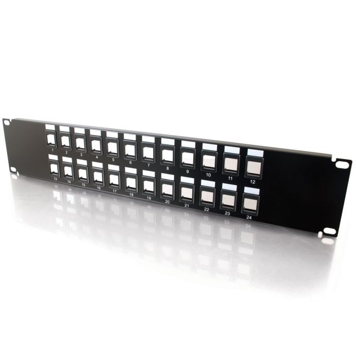 Buy C2G 24-Port Multimedia Patch Panel - Black 2U Keystone for Relay Rack | C2G 03857