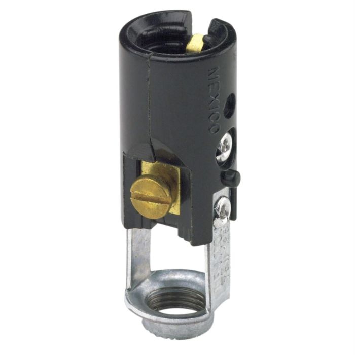 Leviton 10025 Keyless Candelabra Base Lampholder - Black Phenolic, Single Circuit, Back Wired