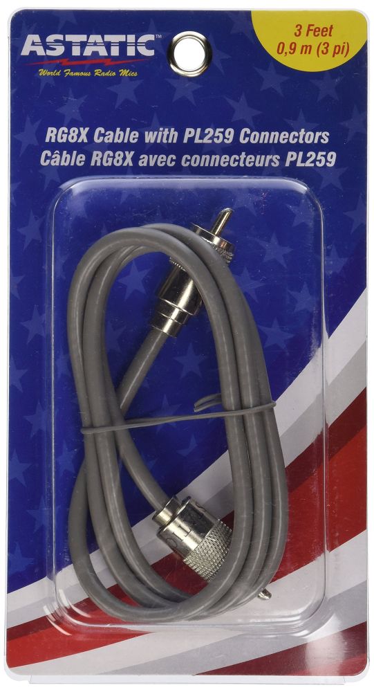 Buy Astatic 302-10268 Gray 3-Foot Cable with PL-259 Connectors for CB Antennas - Perfect Fit for 5-Foot Models