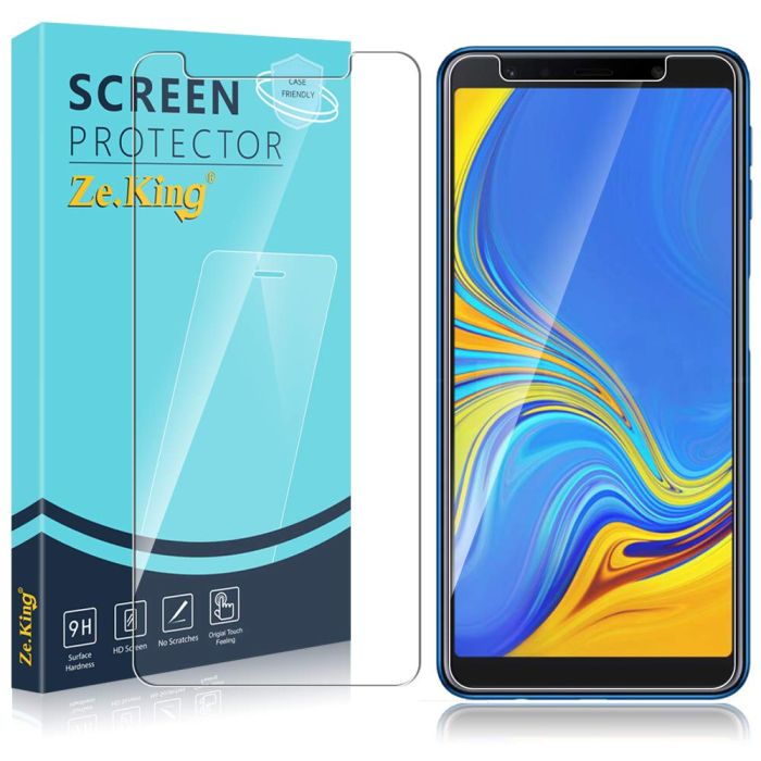 Zeking 2-Pack Tempered Glass Screen Protector for Samsung Galaxy A7/A750 (2018) - Anti-Fingerprint, Bubble Free, Drop Protection