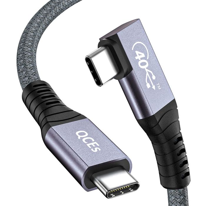 QCEs USB 4 Right Angle Thunderbolt 4 Cable 6Ft - 8K60Hz Video, 40Gbps Data, 100W PD for iPhone 15 Pro, MacBook Pro, iMac