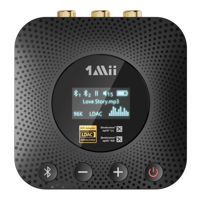 1Mii B06HD+ Hi-Res Bluetooth 5.1 Music Receiver: Audiophile DAC, LDAC, aptX HD, OLED Display for Home Stereo
