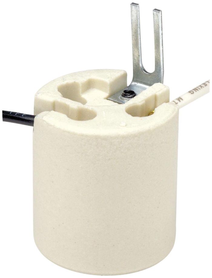 Leviton 8052-1 Keyless Medium Base Porcelain Lampholder - Durable Unglazed Incandescent Fixture in White