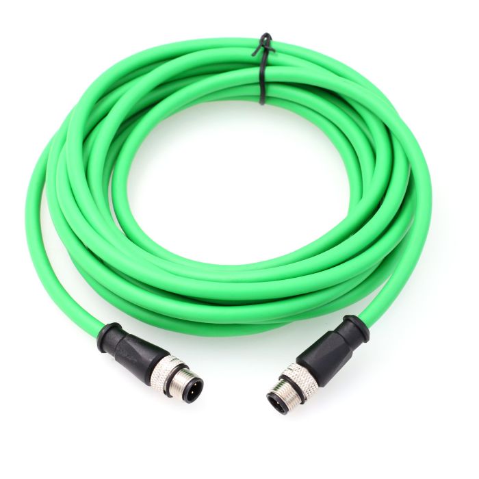 HangTon M12 4 Pin Ethernet Camera Sensor Cable - 10m Shielded for Industrial Automation & PLC Networks