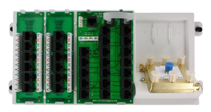 Leviton 47606-ASO Dist Panel: 1 Telco, 2x Cat5, 6-Way Split, 2GHz - Enhance Your Network Performance