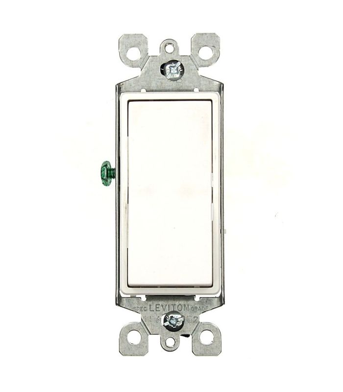 Leviton 5603-2W 15 Amp Decora Rocker 3-Way Switch - Quiet, Grounding, Residential Grade, 120/277 Volt, White