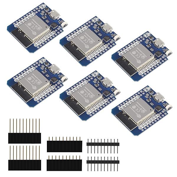 6Pcs ESP32 D1 Mini NodeMCU Board MH-ET Live MiniKit WiFi Bluetooth Development Board Fully Functional with Pins for WeMos D1 DIY Kit