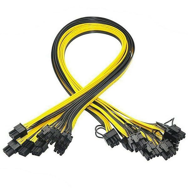 6X 6 Pin PCI-E to 8 Pin 6+2 PCI-E Male to Male GPU Power Cable 50cm Not Included Card