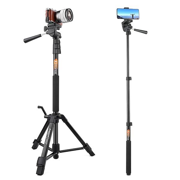 70 Inch Lightweight Aluminum Tripod Monopod for DSLR Vlogging with Phone Mount and Carrying Bag by Besnfoto