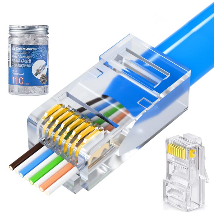 Buy CableGeeker RJ45 Pass Through Connectors - 110-Pack Cat6 Modular Plugs for Solid/Stranded Ethernet Cables
