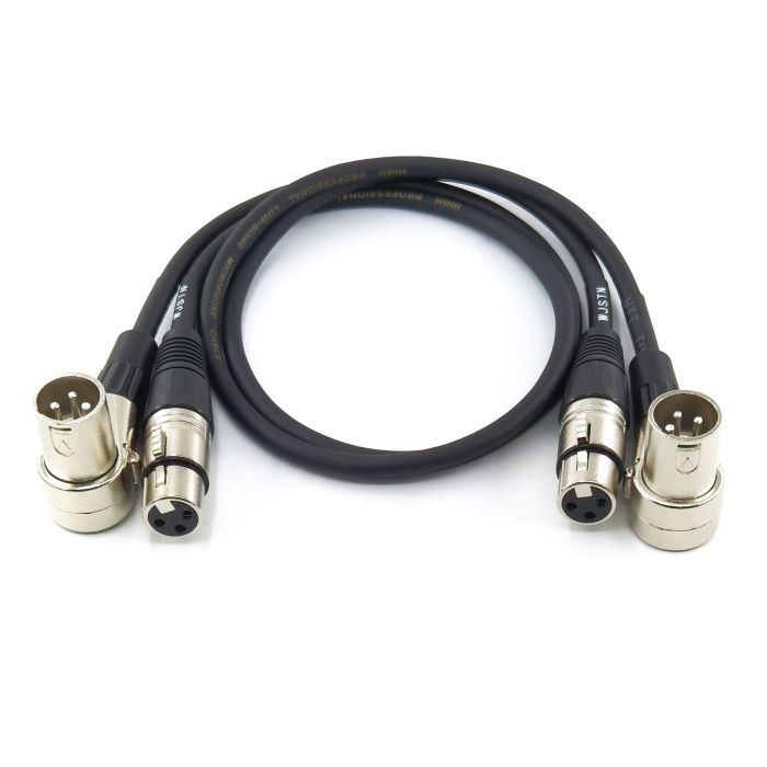 Buy WJSTN 3 Pin Right-Angle Male to Female XLR Cable - 2ft, 2 Pack Adapter for Audio Gear