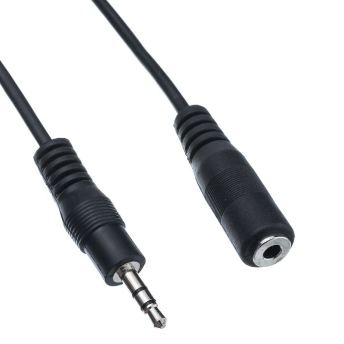 Buy 12ft 3.5mm Stereo Extension Cable - Male to Female, Nickel Plated, 26 AWG, Black | CableWholesale
