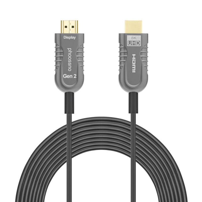 Phoossno 10K 8K Fiber Optic HDMI Cable 50FT - High Speed 48Gbps, 8K60Hz, eARC, Dolby Vision, Compatible with PS4/PS5/Xbox RTX 3080/4090