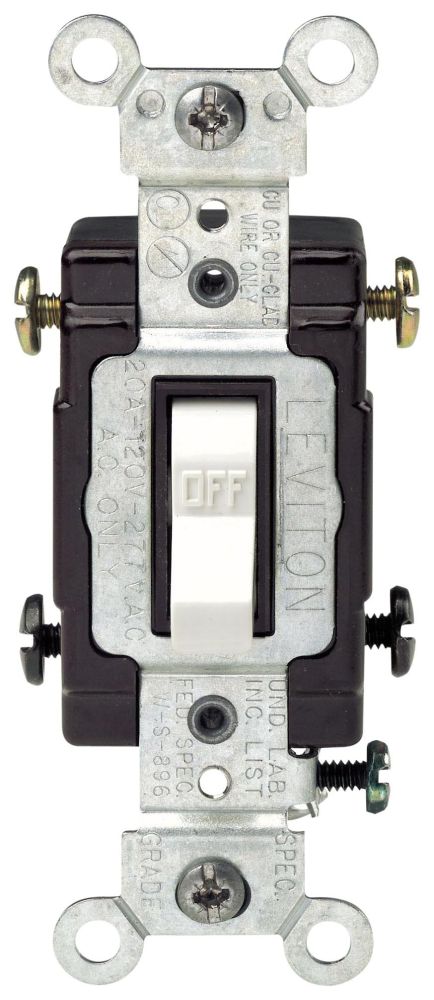 Leviton CS220-2W 20-Amp Toggle Switch: Commercial Grade AC Quiet Switch for 120/277V
