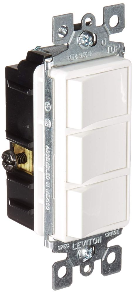 Leviton 1755-W 15 Amp Decora Single-Pole AC Switch - Commercial Grade, Non-Grounded, White