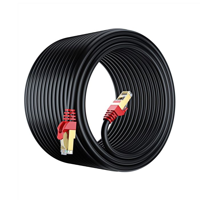 Maximm Cat7 Outdoor Ethernet Cable 300ft - Waterproof, Solid Copper, 550MHz for Direct Burial Installations