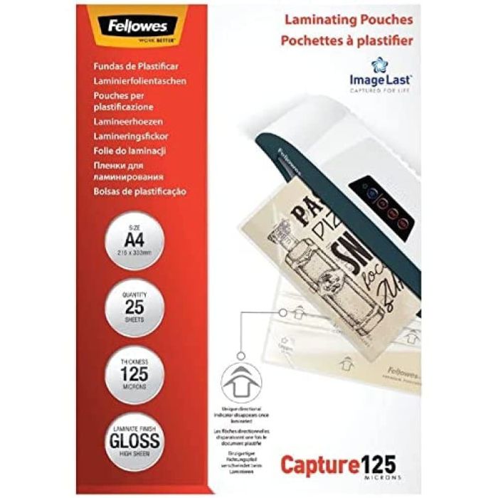 Fellowes ImageLast A4 Laminating Pouches 125 Micron - Pack of 25 for Superior Protection