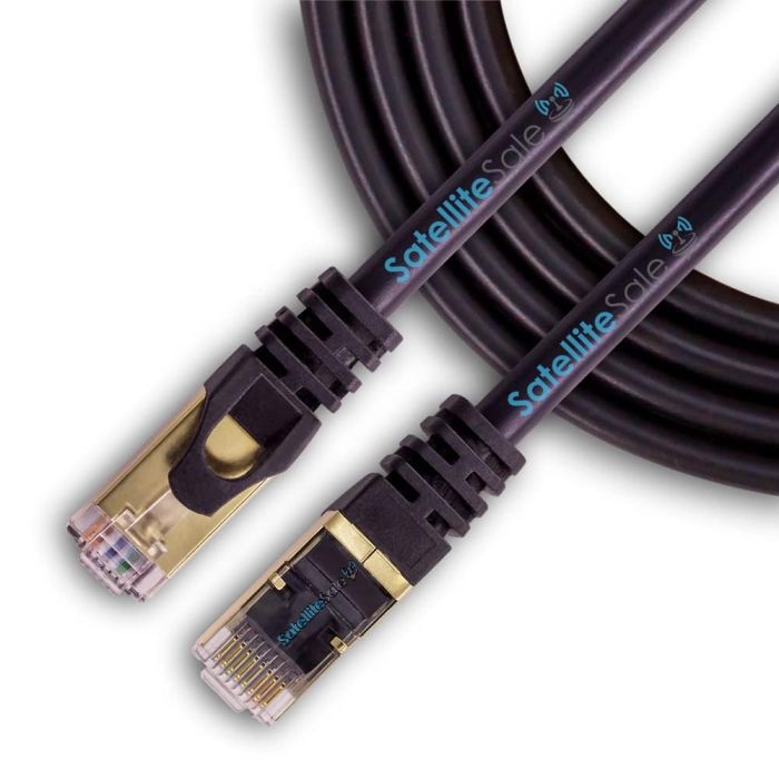 SatelliteSale RJ45 Cat-7 Ethernet Cable 6ft - 10 Gbps, 600 MHz SSTP Black Network Cord