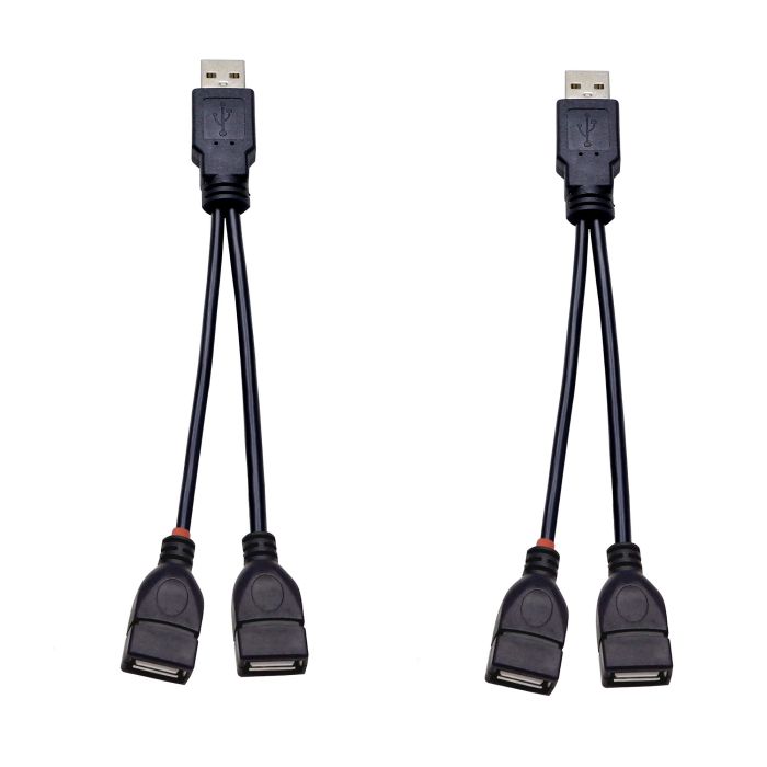 30 cm USB 2.0 Splitter Cable Y Adapter - 1 Male to 2 Female for Tablets & Phones (2-Pack) - YOUCHENG
