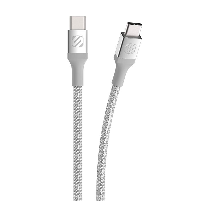Scosche CCB4SR-SP 4ft USB-C to USB-C Braided Charging Cable - Premium Silver Sync Cable
