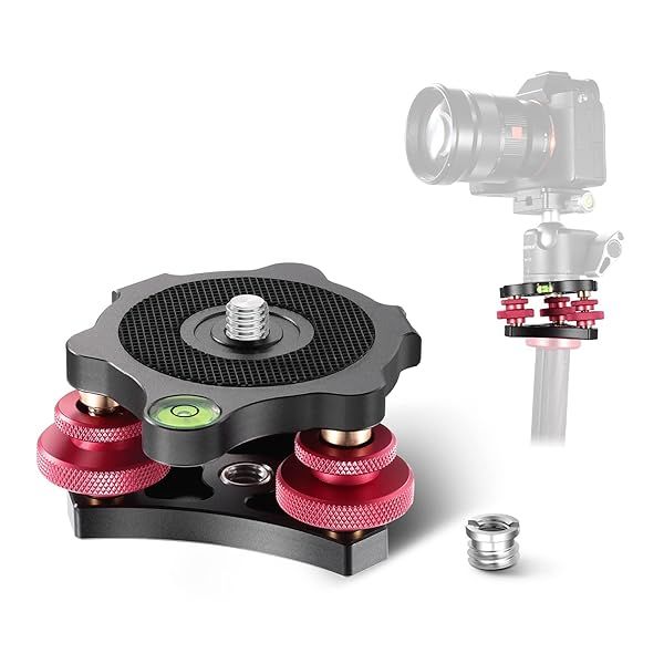 NEEWER Tripod Head Leveling Base Camera Leveler Aircraft Grade Aluminum Alloy 3 Axis Tri Wheel Head for Macro Panoramic Photography