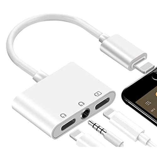 8ware Lightning to 3.5mm Headphone Adapter: 3-in-1 Earphone & Charging Splitter for iPhone 13/12/11/SE/XS/XR/X/8/7 & iPad