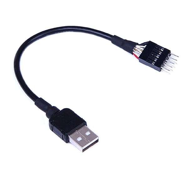 9-Pin USB Motherboard Male Header to USB 2.0 Type A Male Cable - 7.8 Inch Connector