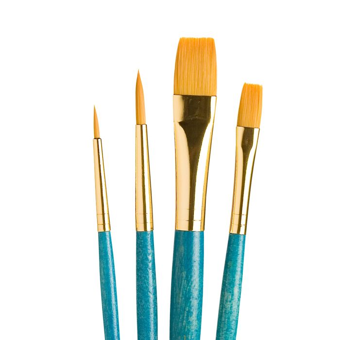 Princeton RealValue Paintbrush Set: Round, Wash & Flat Brushes in Blue - Perfect for Artists!