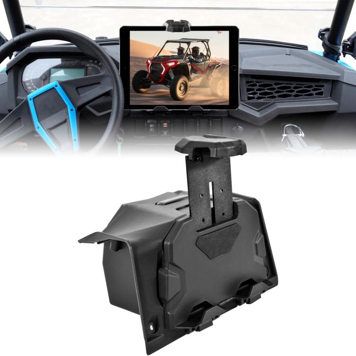 SAUTVS Tablet Holder for RZR XP 1000/Turbo & Trail - Ultimate Phone & Tablet Mount with Storage for Polaris RZR 2019-2023