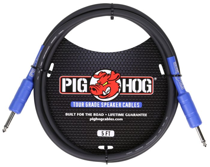 Pig Hog PHSC5 14 Gauge 5ft Speaker Cable - High Performance 9.2mm Black Audio Wire