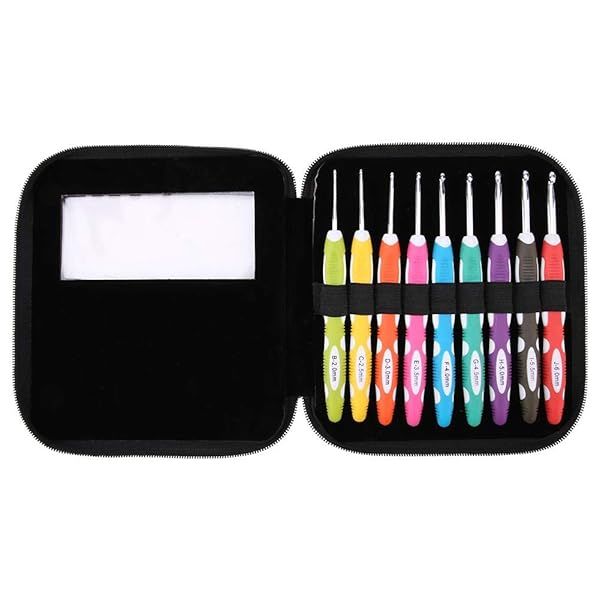 9PCS Ergonomic Crochet Hook Set for Arthritic Hands - Extra Long Soft Grip Needles with Case