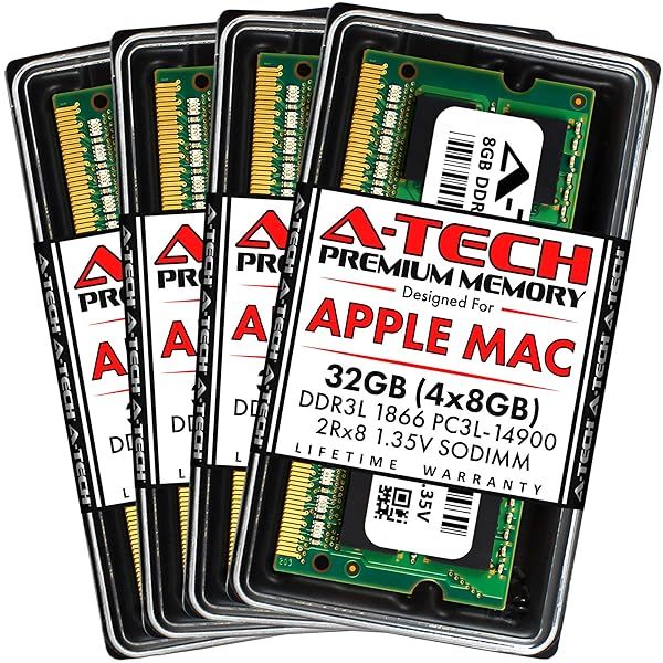 A-Tech 32GB RAM Upgrade for Late 2015 iMac MK462LL/A MK482LL/A 4x 8GB DDR3 1866MHz SODIMMs PC3-14900 CL13 1.35v