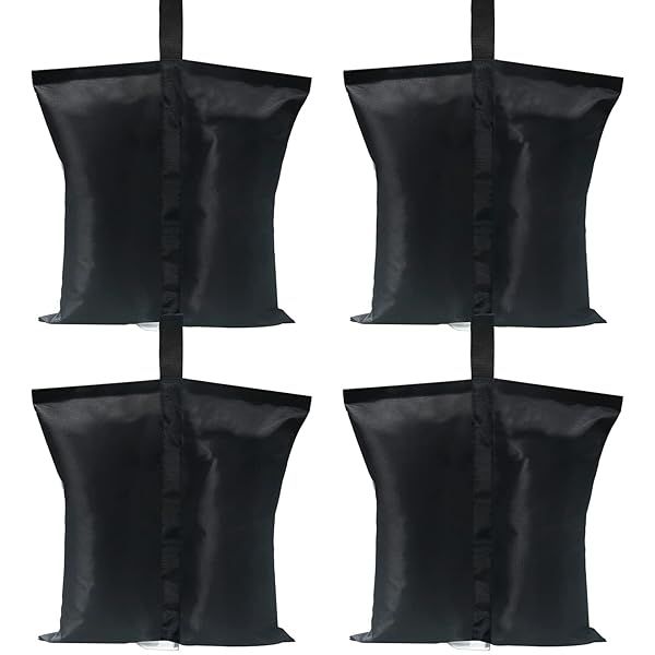 ABCCANOPY 112 LBS Canopy Weights - 4 Pack Sand Bags for Gazebo & Tent Stability (Black)