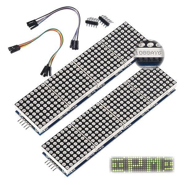 ALAMSCN MAX7219 Dot Matrix Module 32x8 - 4 in 1 LED Display for Arduino & Raspberry Pi (Pack of 2) - Green